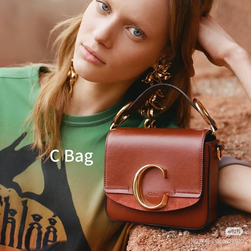 莉亞精品♡ Chloe CBag 磚紅金釦 二手美包-1