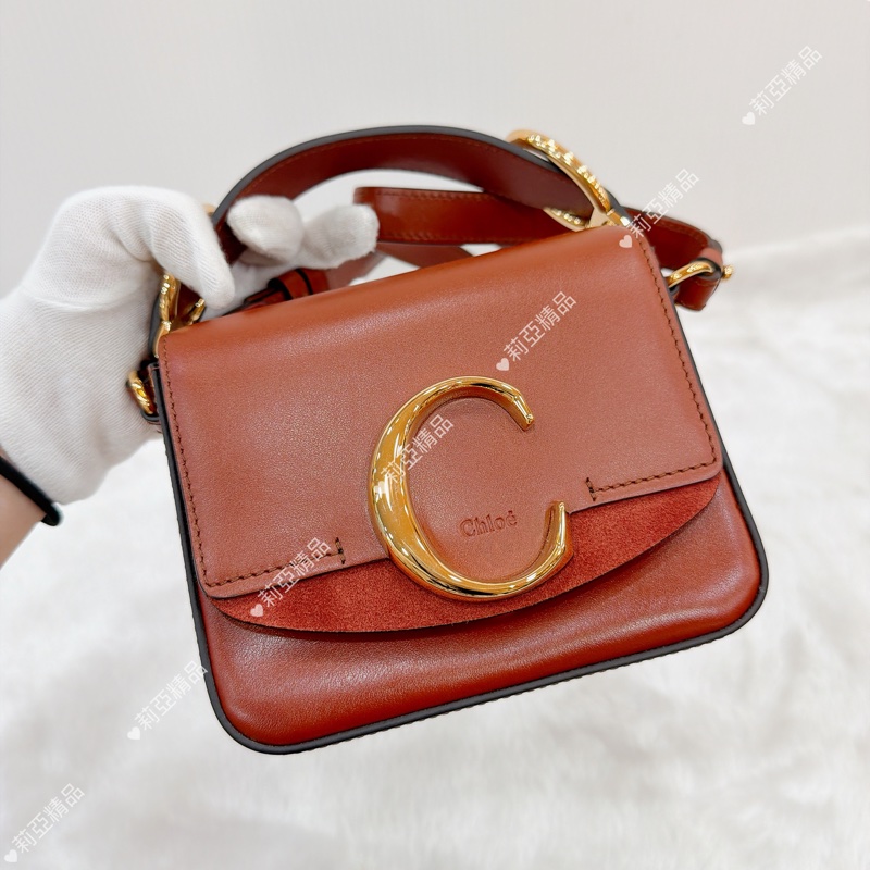 莉亞精品♡ Chloe CBag 磚紅金釦 二手美包-2