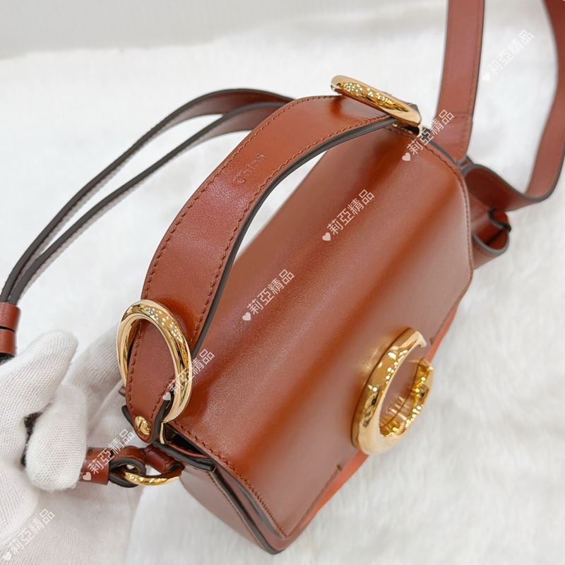 莉亞精品♡ Chloe CBag 磚紅金釦 二手美包-6