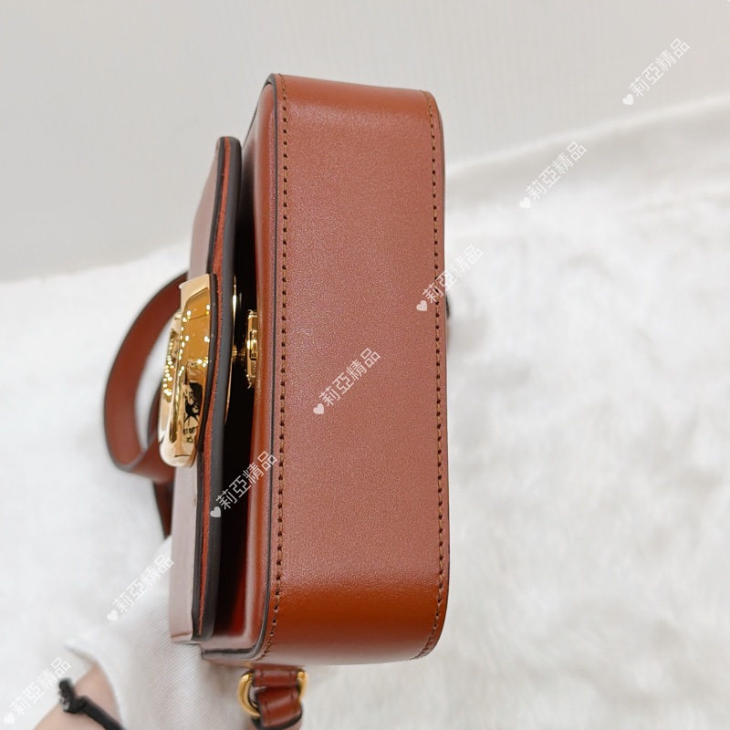 莉亞精品♡ Chloe CBag 磚紅金釦 二手美包-7