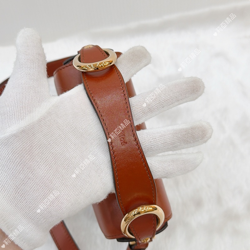 莉亞精品♡ Chloe CBag 磚紅金釦 二手美包-12