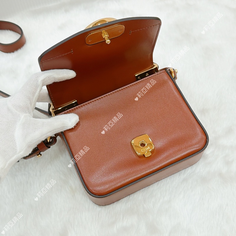 莉亞精品♡ Chloe CBag 磚紅金釦 二手美包-14