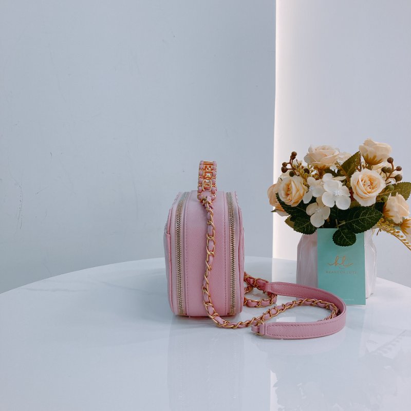 MS0431 Chanel 香奈兒 化妝盒 雙拉鏈 魚子醬皮 荔枝牛皮 粉紅色 金扣 Pick Me Up Vanity Case With Handle Small Caviar Pink x GHW-3
