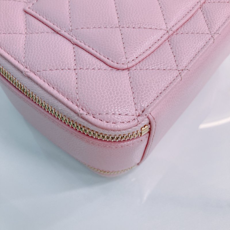 MS0431 Chanel 香奈兒 化妝盒 雙拉鏈 魚子醬皮 荔枝牛皮 粉紅色 金扣 Pick Me Up Vanity Case With Handle Small Caviar Pink x GHW-7