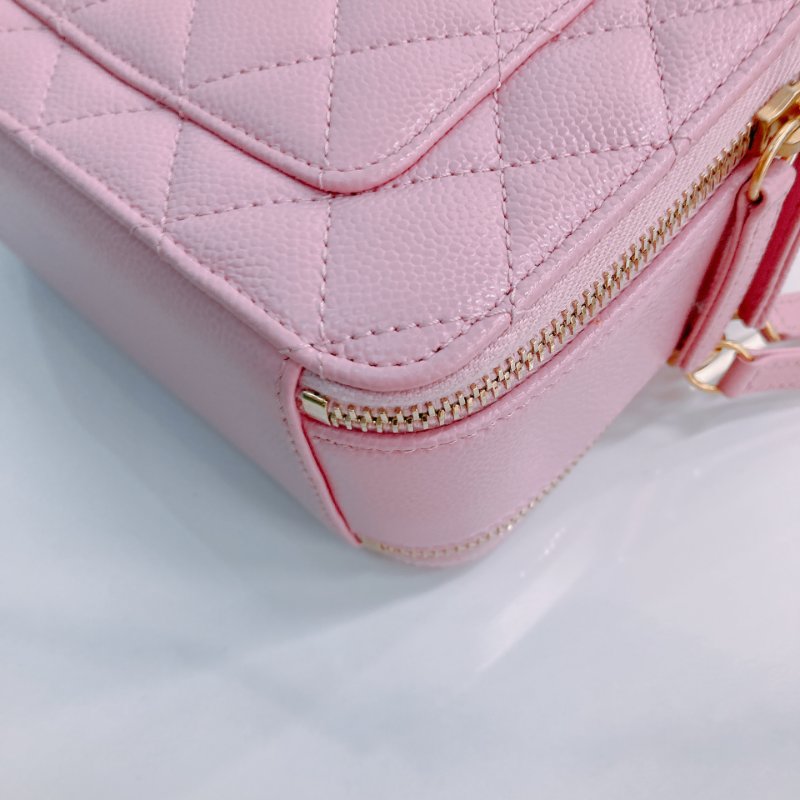 MS0431 Chanel 香奈兒 化妝盒 雙拉鏈 魚子醬皮 荔枝牛皮 粉紅色 金扣 Pick Me Up Vanity Case With Handle Small Caviar Pink x GHW-8