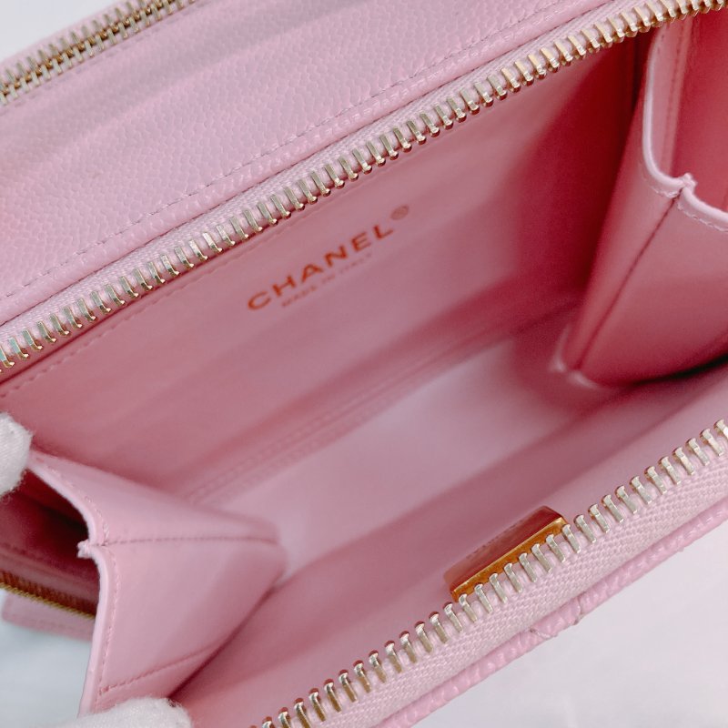 MS0431 Chanel 香奈兒 化妝盒 雙拉鏈 魚子醬皮 荔枝牛皮 粉紅色 金扣 Pick Me Up Vanity Case With Handle Small Caviar Pink x GHW-14