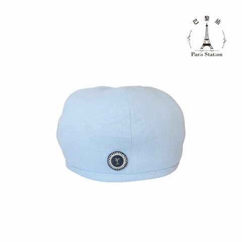 【巴黎站二手名牌專賣店】＊現貨＊HERMES 愛馬仕 真品＊寶寶藍布面畫家帽 貝雷帽(58)