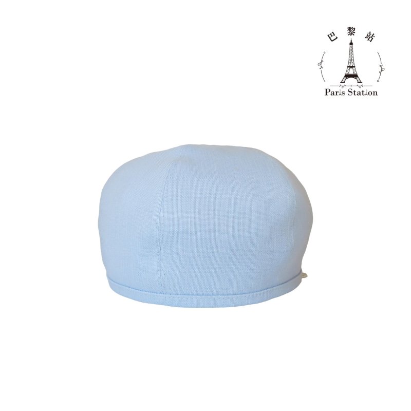 【巴黎站二手名牌專賣店】＊現貨＊HERMES 愛馬仕 真品＊寶寶藍布面畫家帽 貝雷帽(58)-1