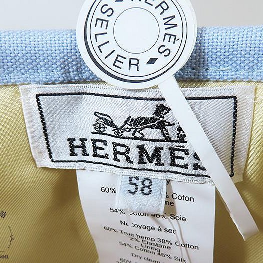 【巴黎站二手名牌專賣店】＊現貨＊HERMES 愛馬仕 真品＊寶寶藍布面畫家帽 貝雷帽(58)-2