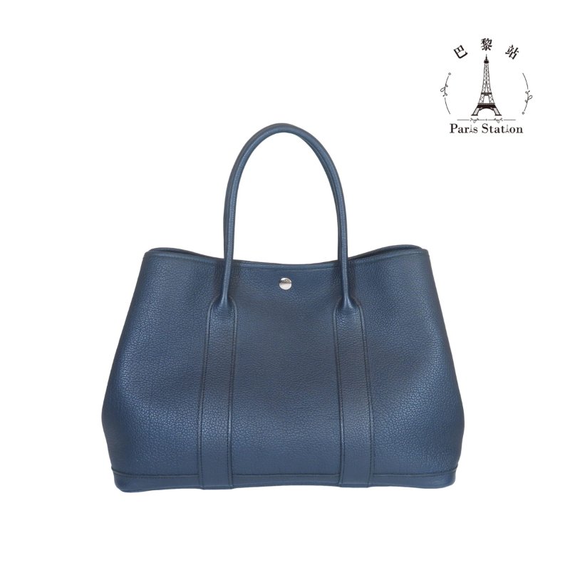 【巴黎站二手名牌專賣店】＊現貨＊HERMES 愛馬仕 真品＊X刻靛藍色牛皮銀釦GP36 手提包-0