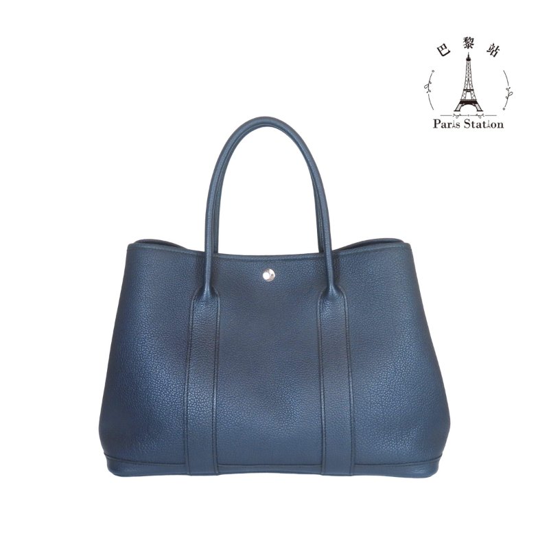 【巴黎站二手名牌專賣店】＊現貨＊HERMES 愛馬仕 真品＊X刻靛藍色牛皮銀釦GP36 手提包-1