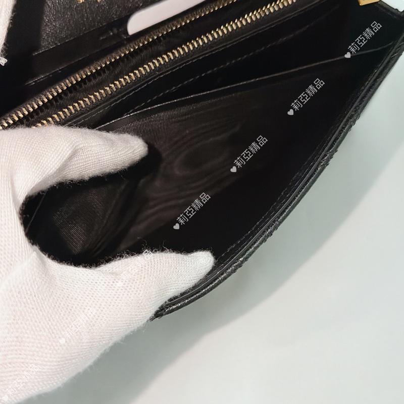 莉亞精品♡ Ysl 黑金菱格紋鏈條woc 二手美包-16