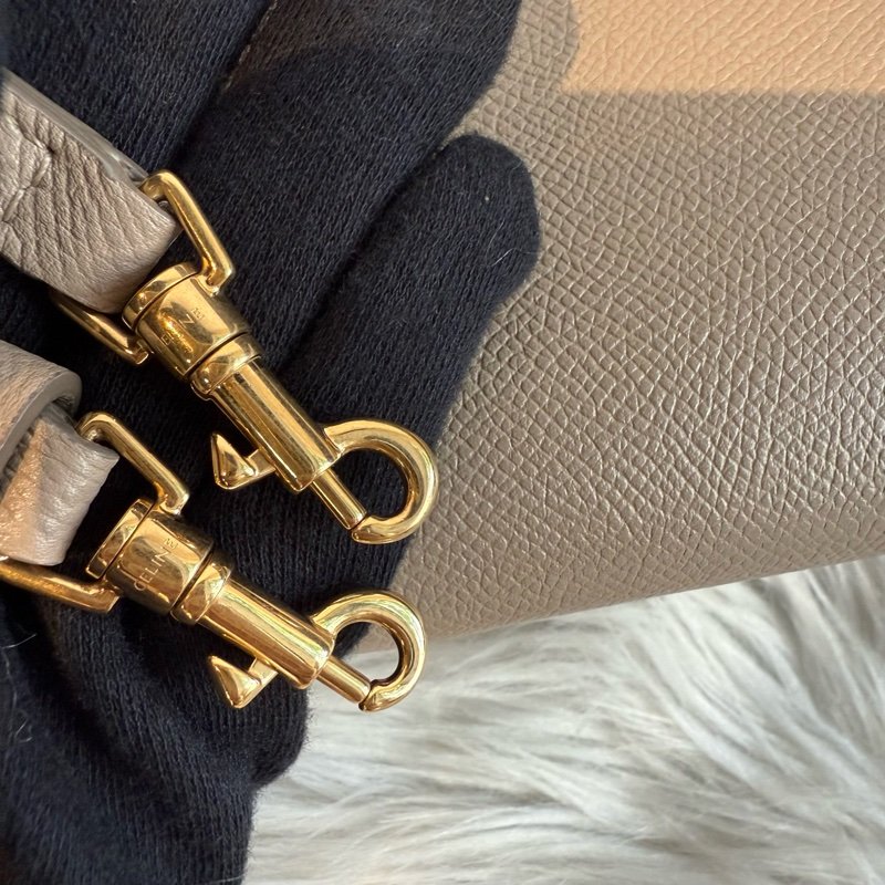 CELINE Belt 鯰魚包 Pico 15 MINI 奶茶色 金扣-6