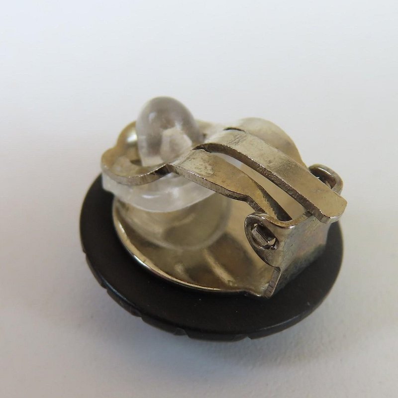 【巴黎站二手名牌專賣店】＊現貨＊CHANEL 香奈兒 真品＊黑色圓形線條標誌鈕釦夾式耳環-1