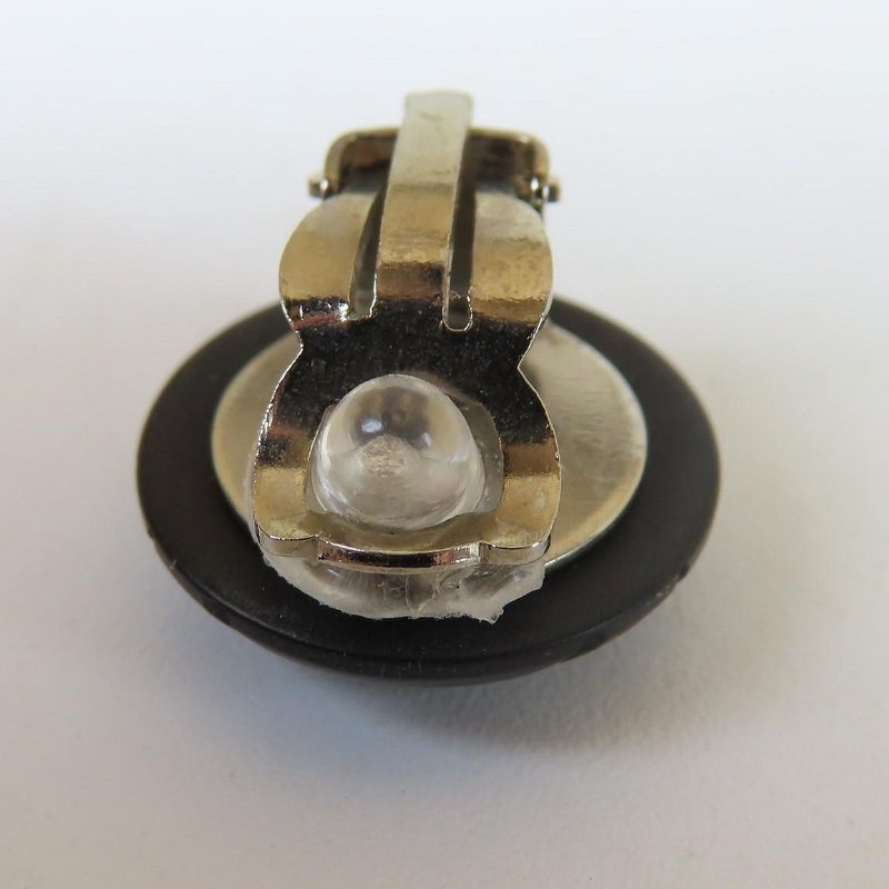 【巴黎站二手名牌專賣店】＊現貨＊CHANEL 香奈兒 真品＊黑色圓形線條標誌鈕釦夾式耳環-3