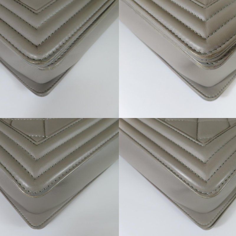 【巴黎站二手名牌專賣店】＊現貨＊CHANEL 香奈兒 真品＊灰色菱格羊皮金釦BOY 28 金鍊肩背斜背包-5