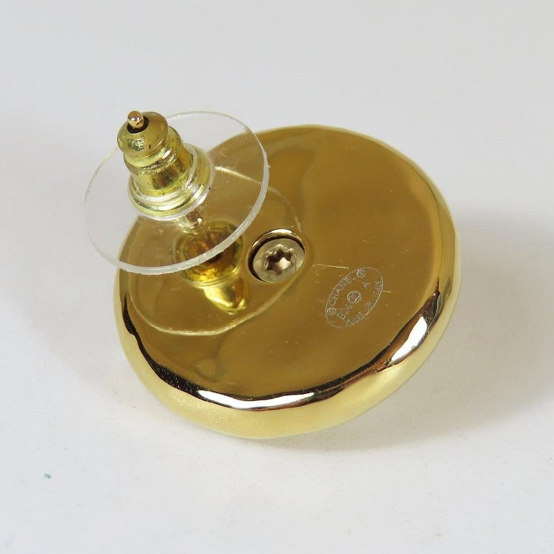 【巴黎站二手名牌專賣店】*現貨*CHANEL 香奈兒 真品*金色圓形珍珠雙C耳環-1