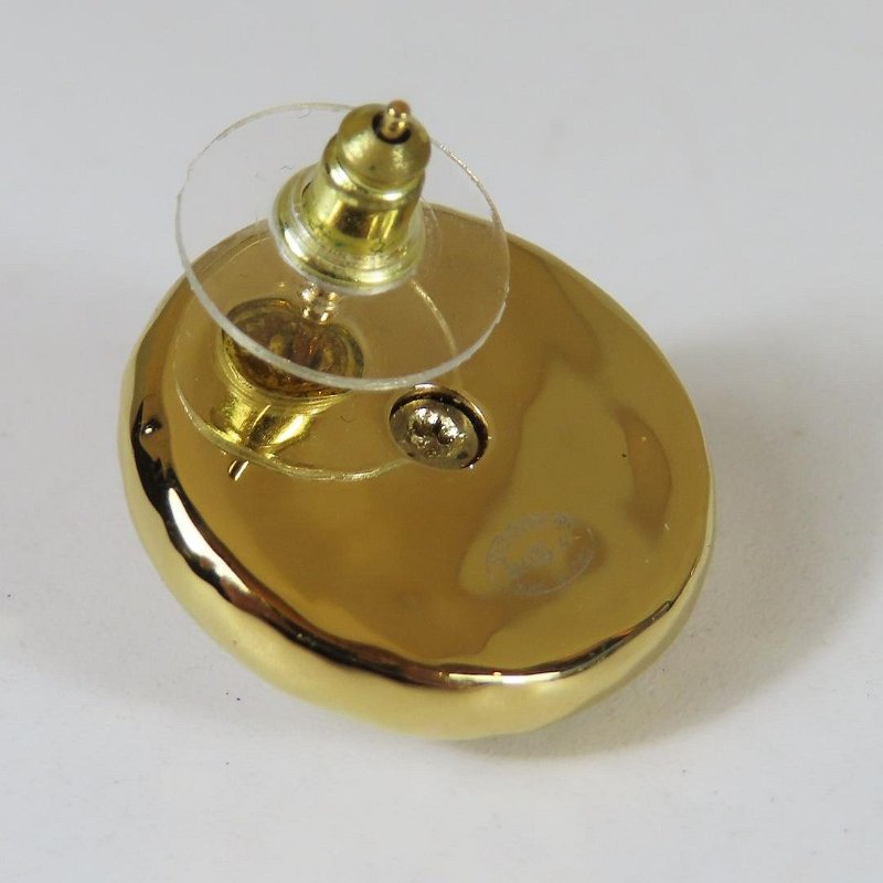 【巴黎站二手名牌專賣店】*現貨*CHANEL 香奈兒 真品*金色圓形珍珠雙C耳環-2