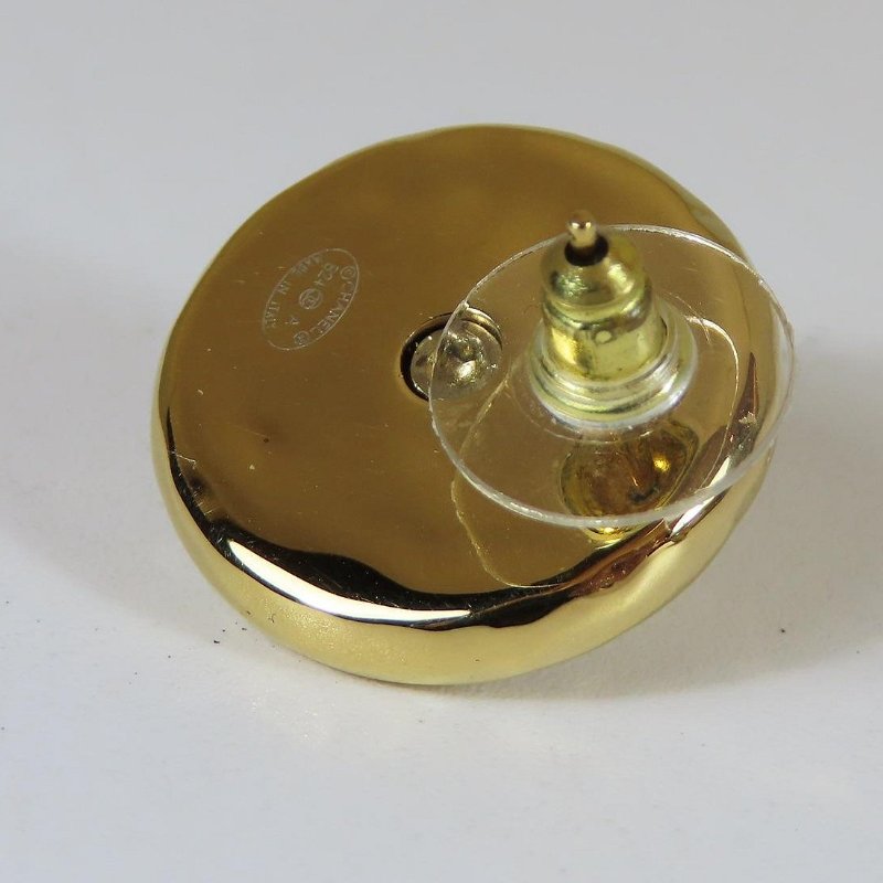 【巴黎站二手名牌專賣店】*現貨*CHANEL 香奈兒 真品*金色圓形珍珠雙C耳環-3