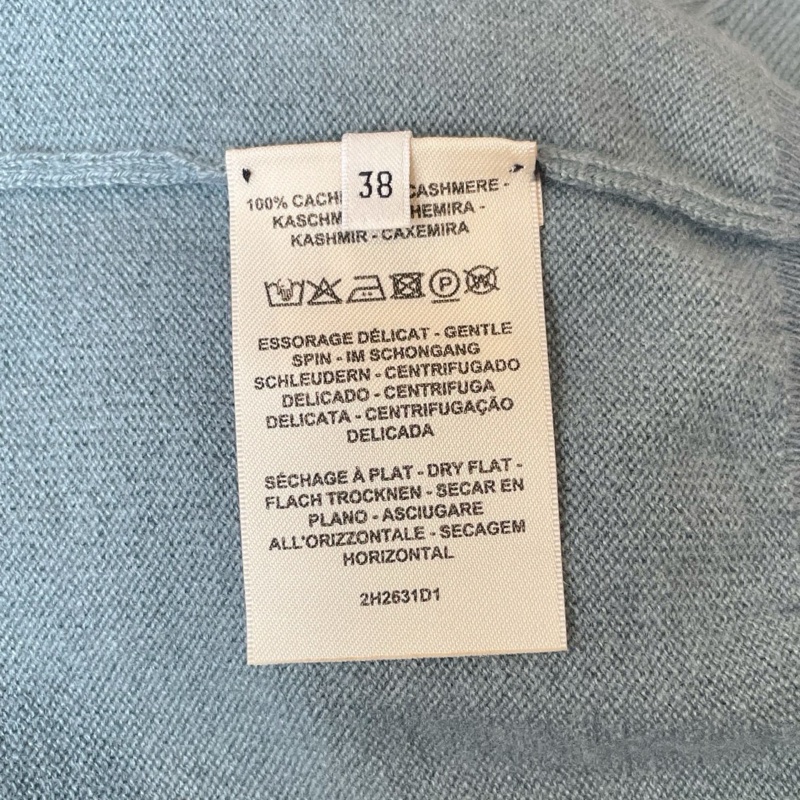 閒置99新HERMES愛馬仕 藍色logo壓紋針織衣✨尺碼38（胸圍約82）-5