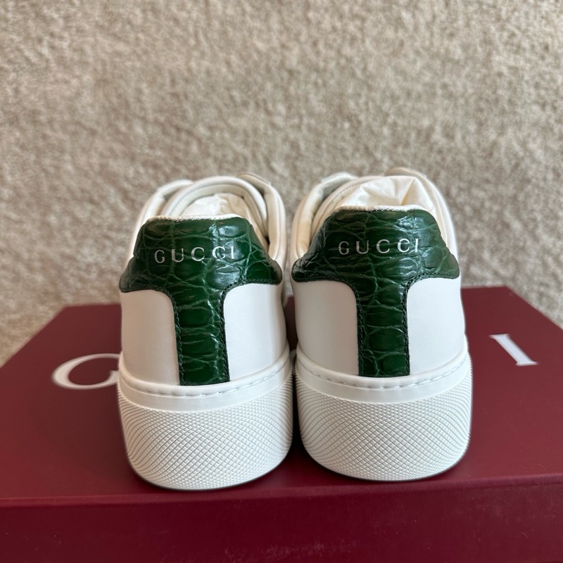 闲置新Gucci古馳 ACE圓頭系帶白色低幫板鞋 尺碼：38-3