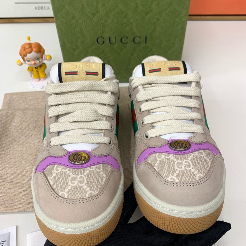 99 新 Gucci古馳 髒髒鞋 藕粉色飾水晶 運動休閒鞋 35碼-1