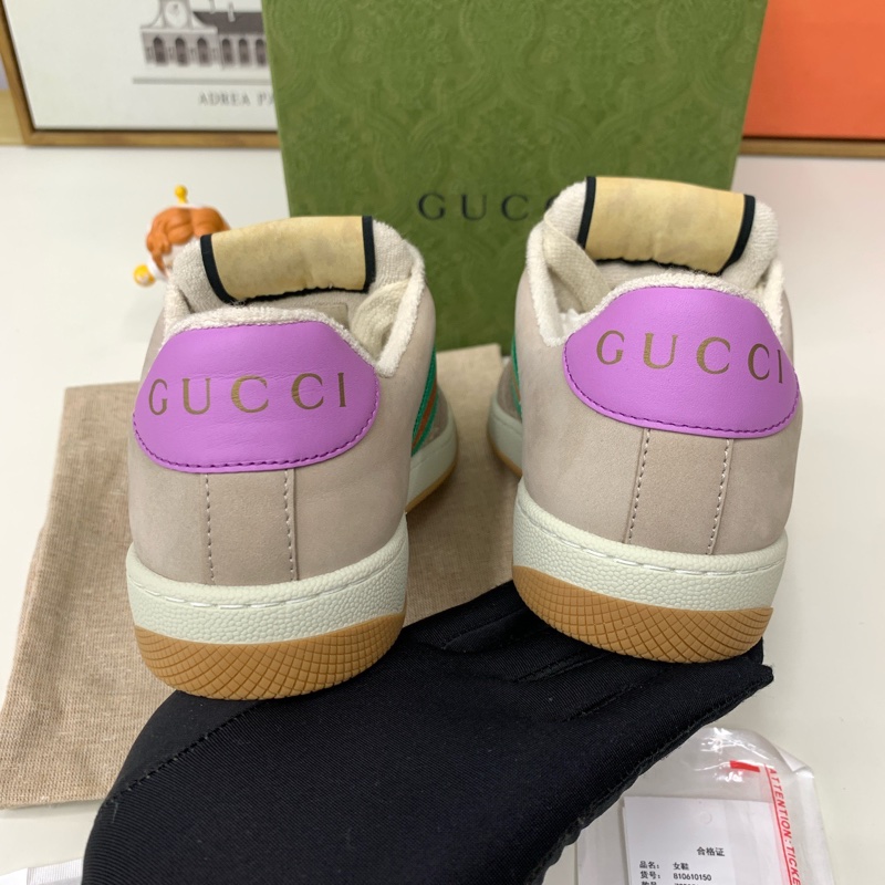 99 新 Gucci古馳 髒髒鞋 藕粉色飾水晶 運動休閒鞋 35碼-5