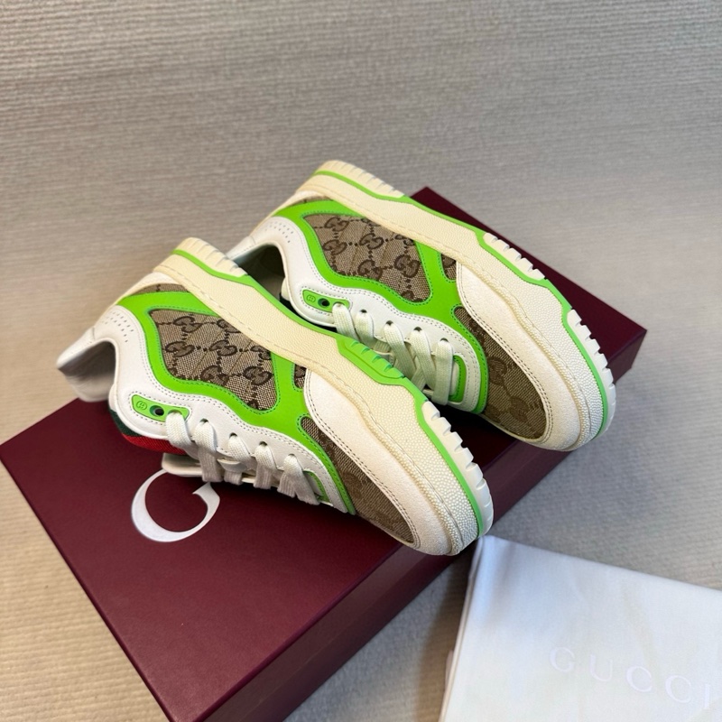 閒置新未使用GUCCI古馳 米綠色帆布壓花粒面老花低幫板鞋36碼-1