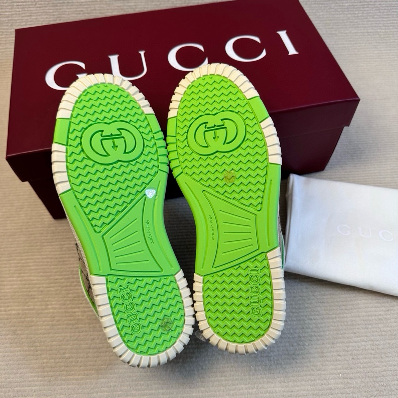 閒置新未使用GUCCI古馳 米綠色帆布壓花粒面老花低幫板鞋36碼-2