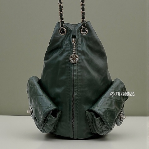 莉亞精品♡Chanel A65834 後背包 綠 二手