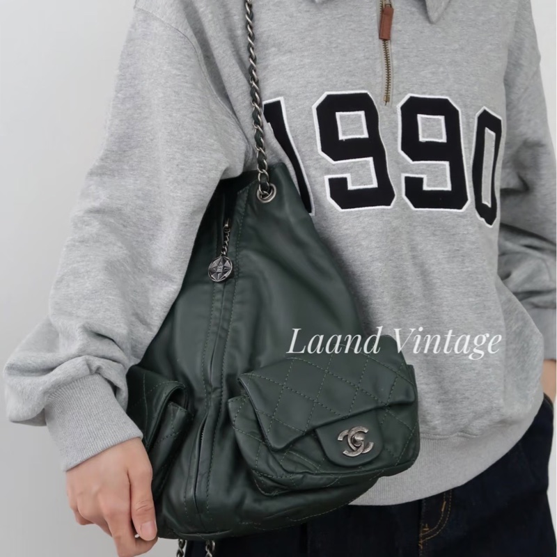 莉亞精品♡Chanel A65834 後背包 綠 二手-3