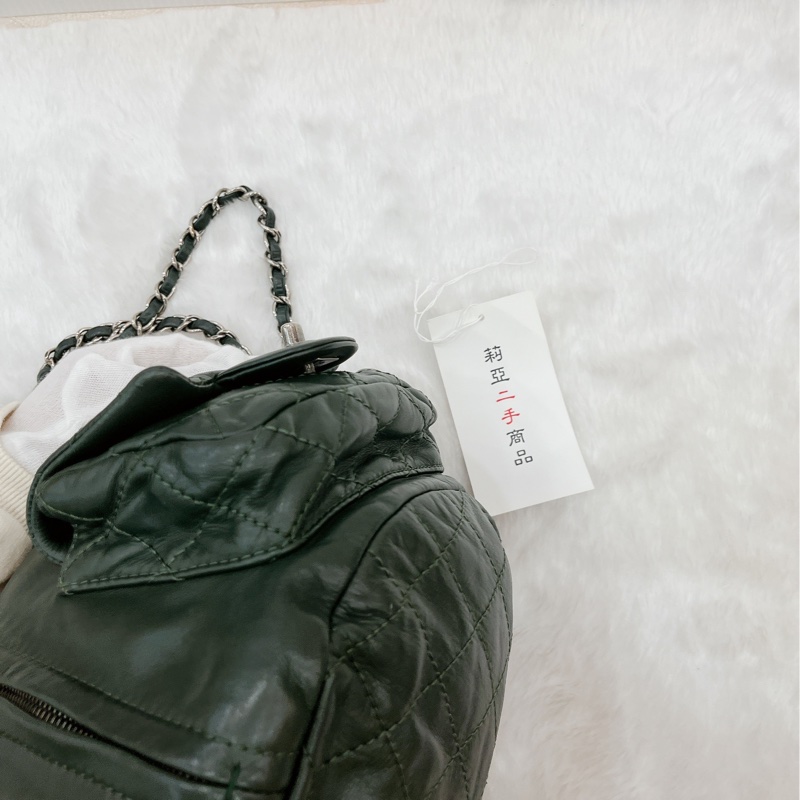 莉亞精品♡Chanel A65834 後背包 綠 二手-9