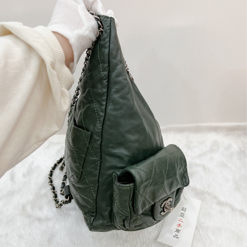 莉亞精品♡Chanel A65834 後背包 綠 二手-11