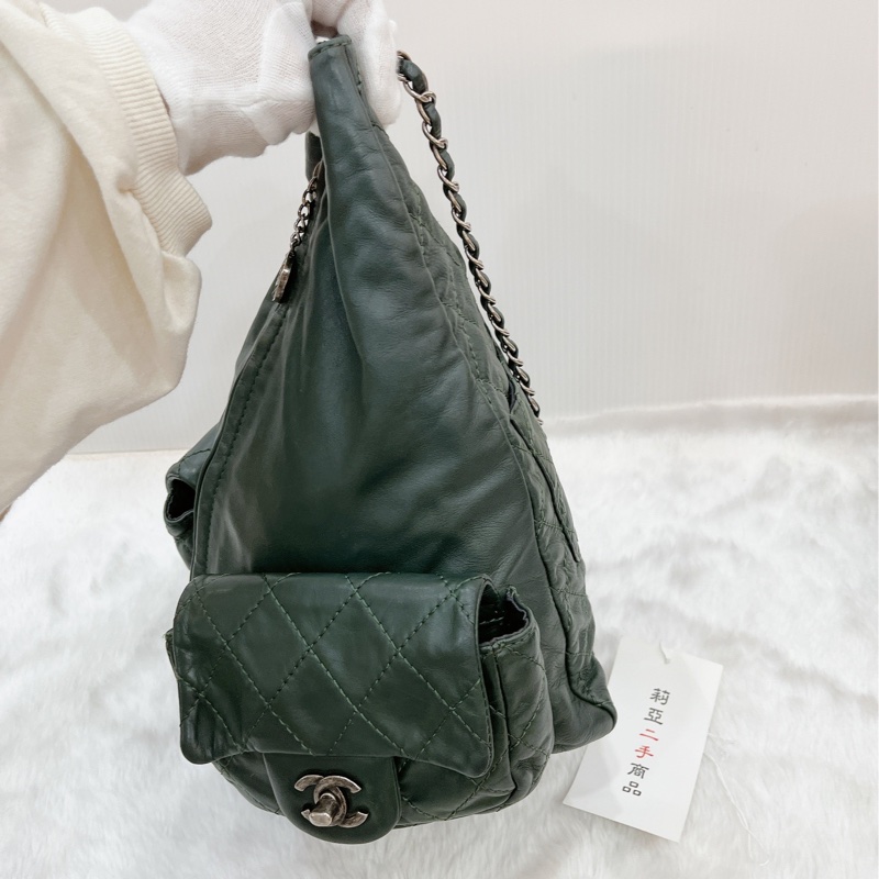 莉亞精品♡Chanel A65834 後背包 綠 二手-12