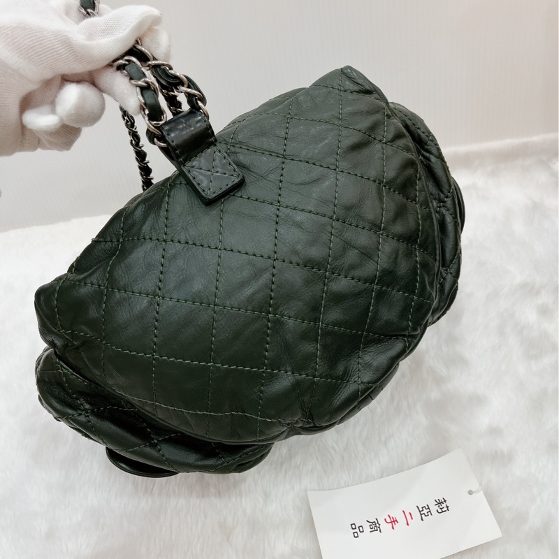 莉亞精品♡Chanel A65834 後背包 綠 二手-13