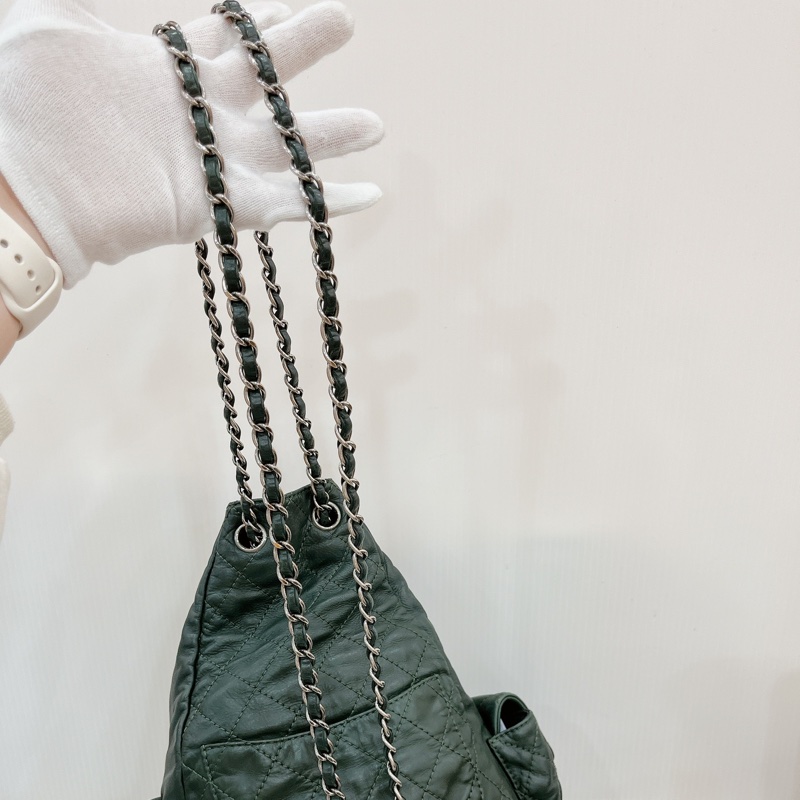 莉亞精品♡Chanel A65834 後背包 綠 二手-14