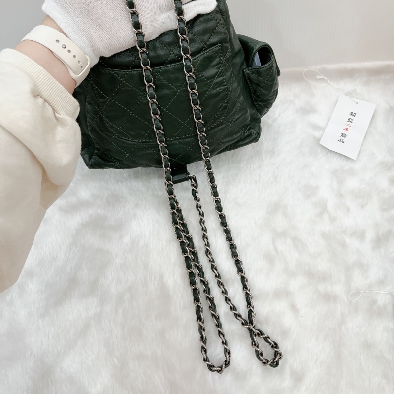 莉亞精品♡Chanel A65834 後背包 綠 二手-15