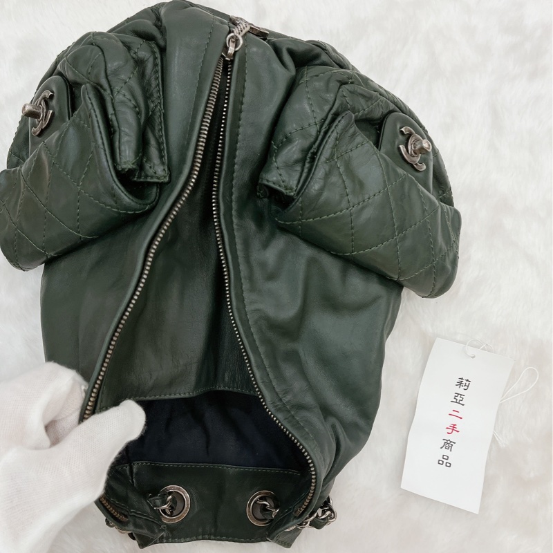 莉亞精品♡Chanel A65834 後背包 綠 二手-17