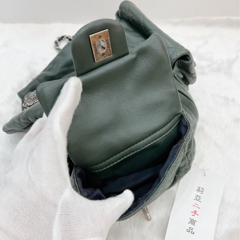 莉亞精品♡Chanel A65834 後背包 綠 二手-21