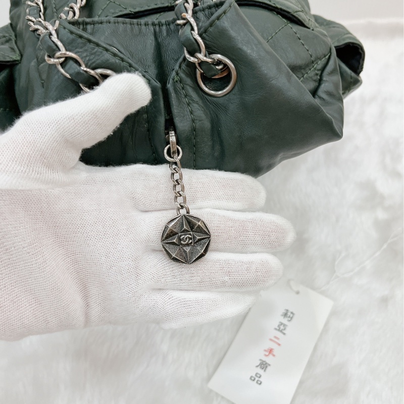 莉亞精品♡Chanel A65834 後背包 綠 二手-22