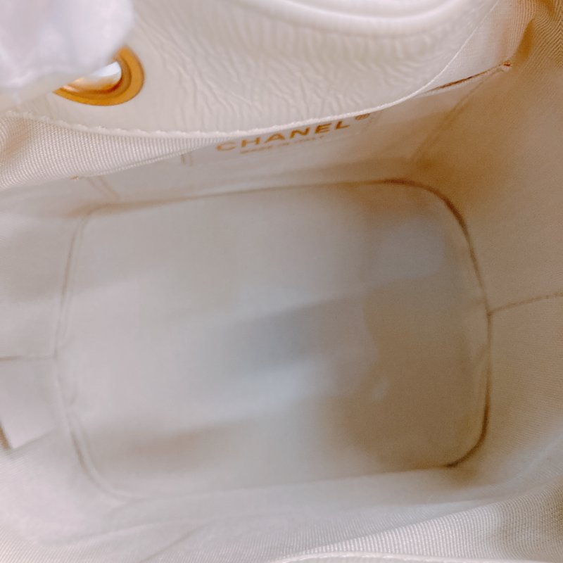 MS0432 Chanel 香奈兒 抽繩水桶 牛皮 象牙白色 奶油白色 金扣 CC Bucket Drawstring Bag Small Calfskin Ivory x GHW #30245084 (98%New)(Receipt,Sticker)15500-13