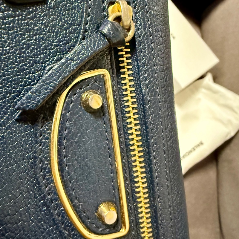 巴黎世家 機車 長夾 深藍色-3