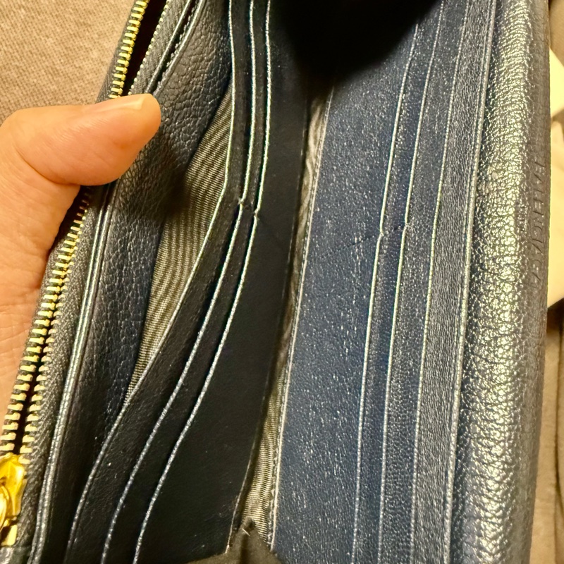 巴黎世家 機車 長夾 深藍色-12