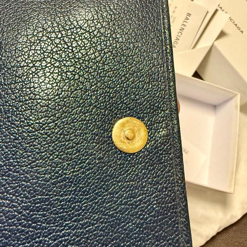 巴黎世家 機車 長夾 深藍色-15