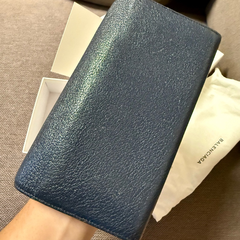 巴黎世家 機車 長夾 深藍色-17