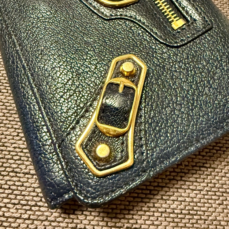 巴黎世家 機車 長夾 深藍色-23