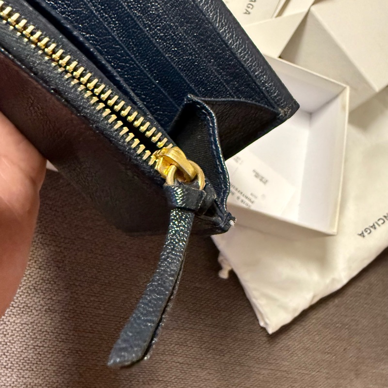 巴黎世家 機車 長夾 深藍色-24