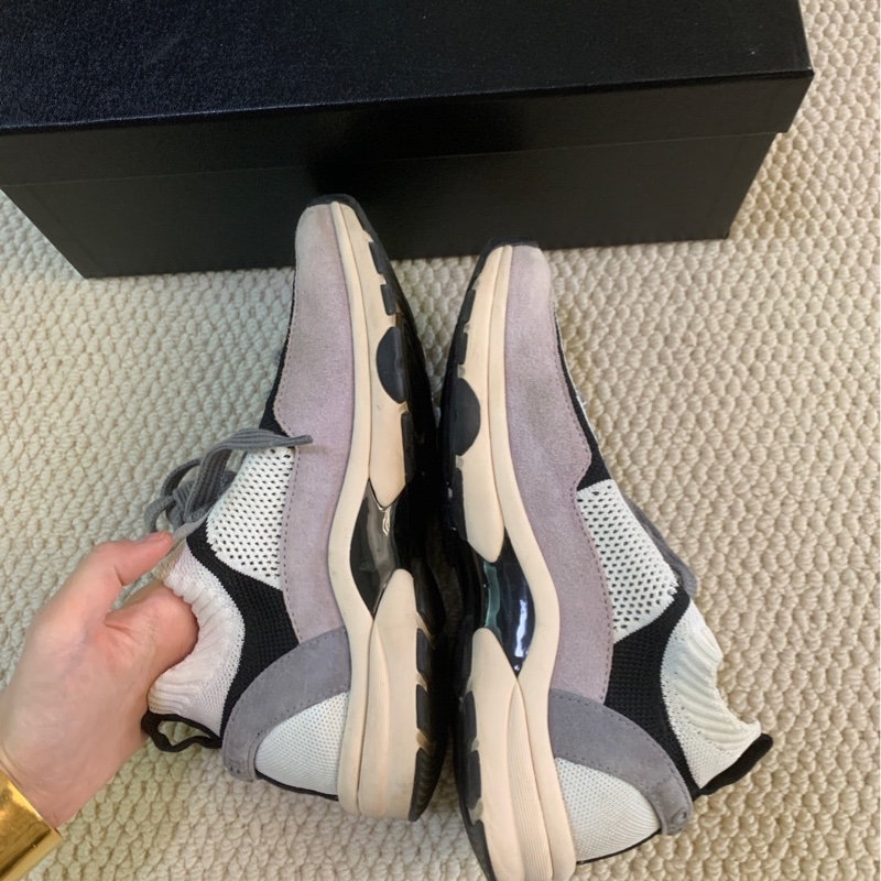 99新 香奈兒 chanel 低幫網布雙C休閒運動鞋 38碼-3