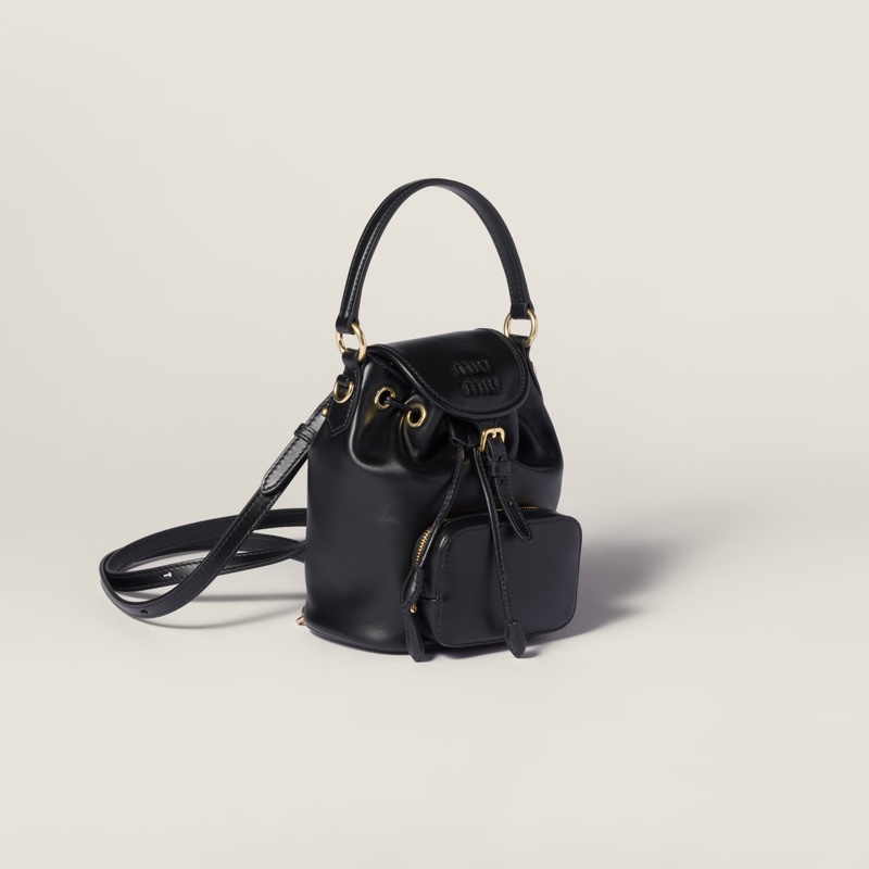 促銷品 Miu Miu 皮革迷你背囊 黑色-4
