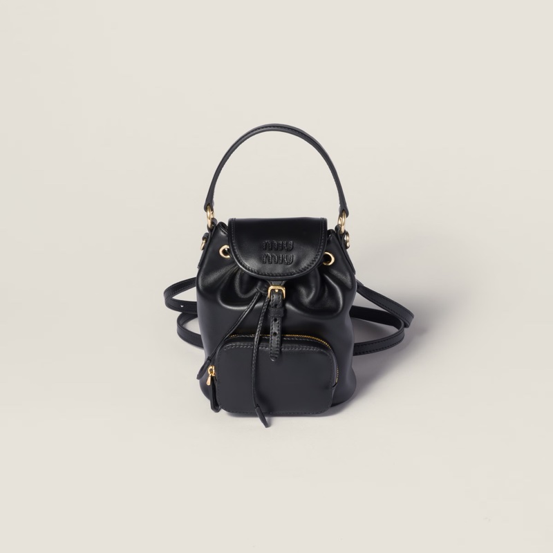 促銷品 Miu Miu 皮革迷你背囊 黑色-4